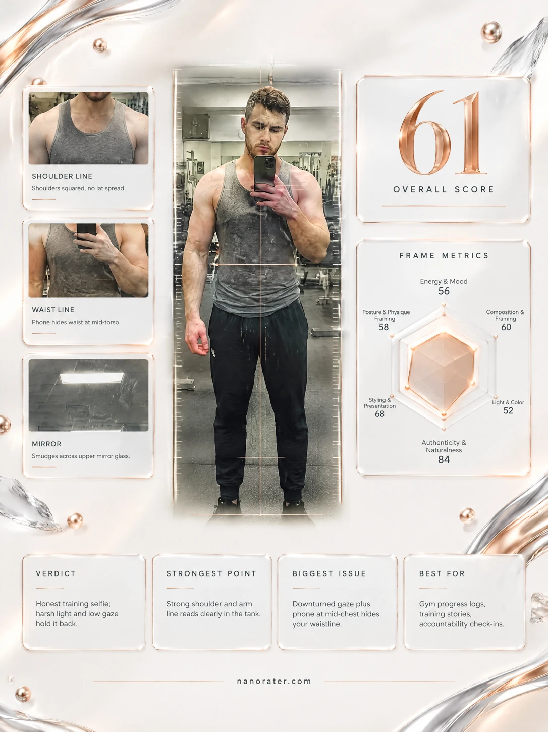 Gym Mirror Selfie Rater: Professional card