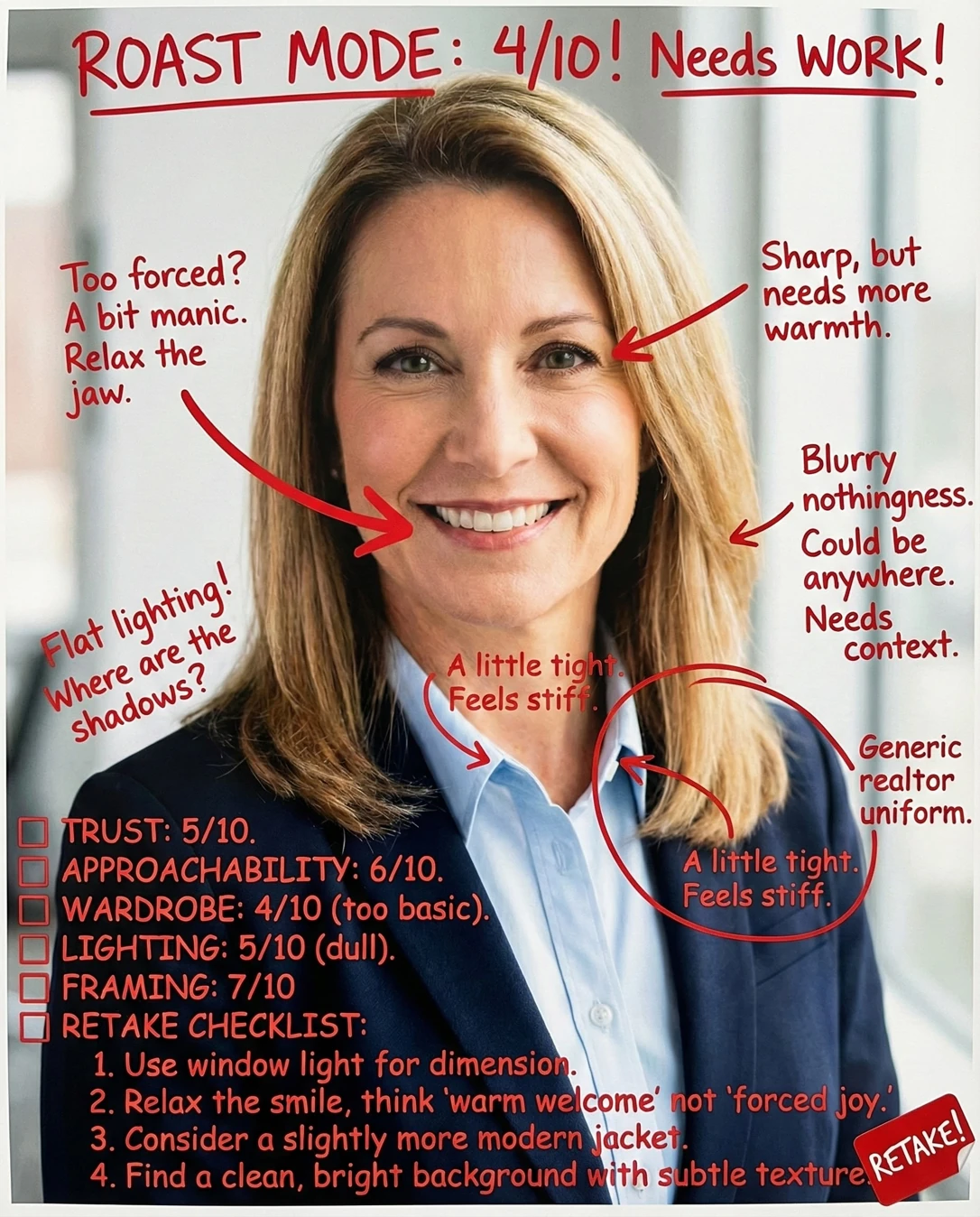 Real Estate Agent Headshot Rater: Doodle notes